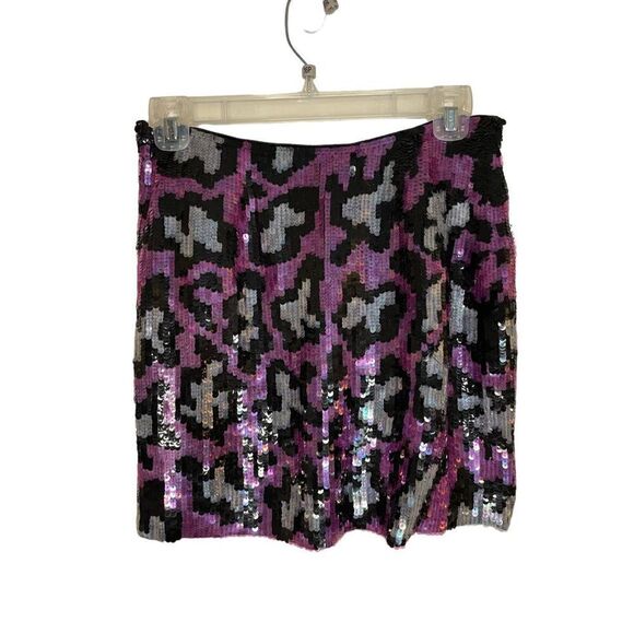 NWT Nicole Miller Collection Sequin Mini Skirt Pink Black Size 0 Retail $290 - Picture 9 of 16
